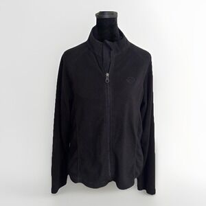 Harley Davidson Vintage Fleece Lightweight Jacket Size Large Black Logo‎